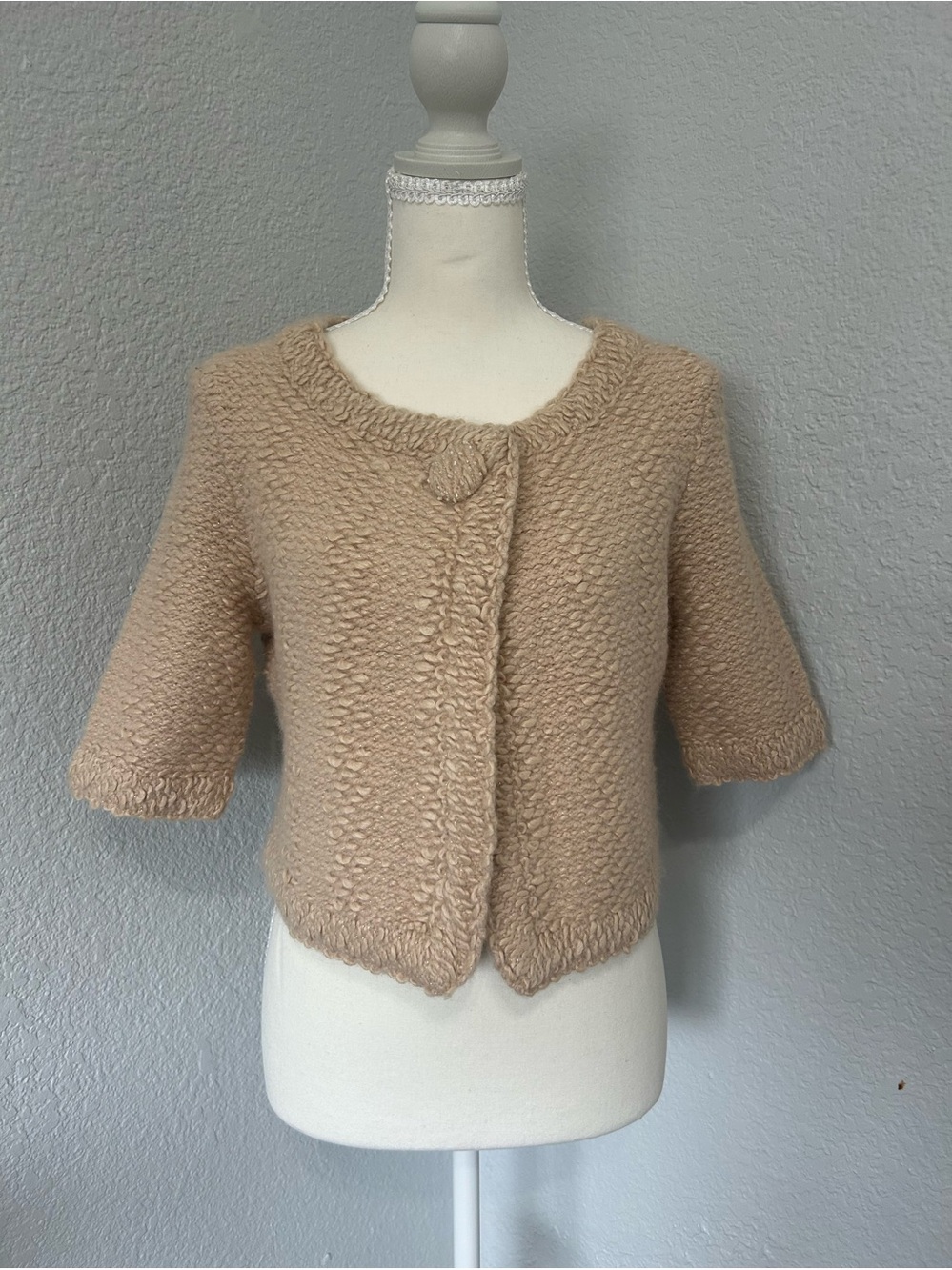 Dana Buchman Petite S. Beige Wool Angora Knit Cardigan Jacket NWT